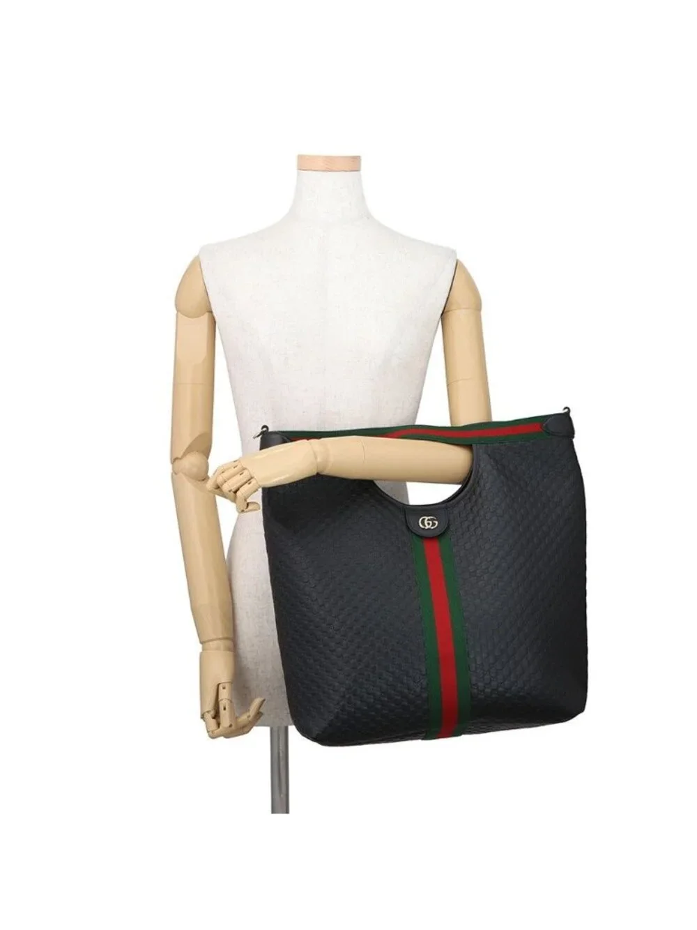 Gucci Tote Ophidia Micro Guccissima Giglio Large 2-Way Black